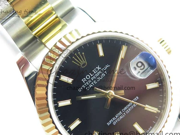 MiroTime 0203 WaterResistant Datejust 31mm 278273 SS YG BP Maker Best Edition Black Sticks Markers Dial on SS YG Oyster Bracelet 2718